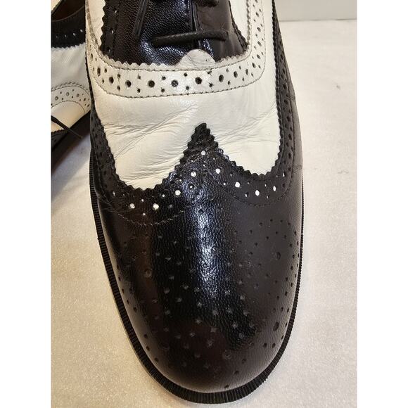 Stacy Adams Leather Oxford Wingtip Two Toned Black/White Dress Shoe Size‎ 9.5M - Picture 3 of 11